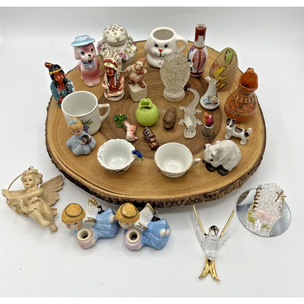 Vintage Miniature Trinket Items/Figures/Trinket Shelf Lot of 30 As Pictured